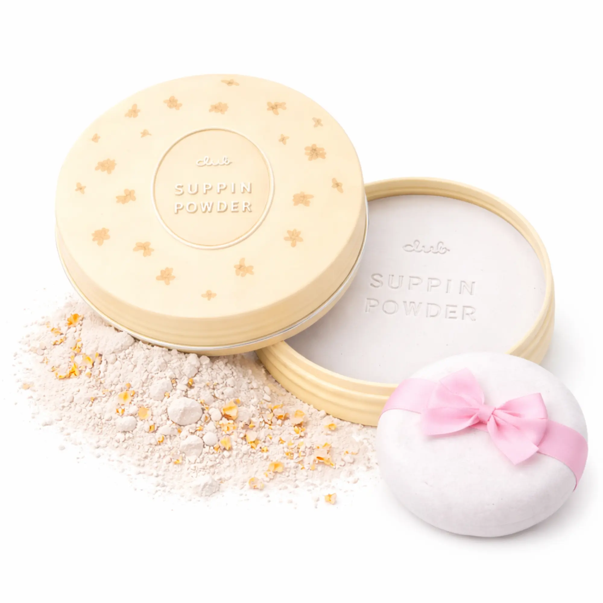 Club Suppin Translucent Pressed Powder & Overnight Skincare, Loose Setting Powder & Finishing Powder with Shea Butter, Collagen & Aloe Extract, 24H Long Lasting Face Powder Made in Japan OSMANTHUS