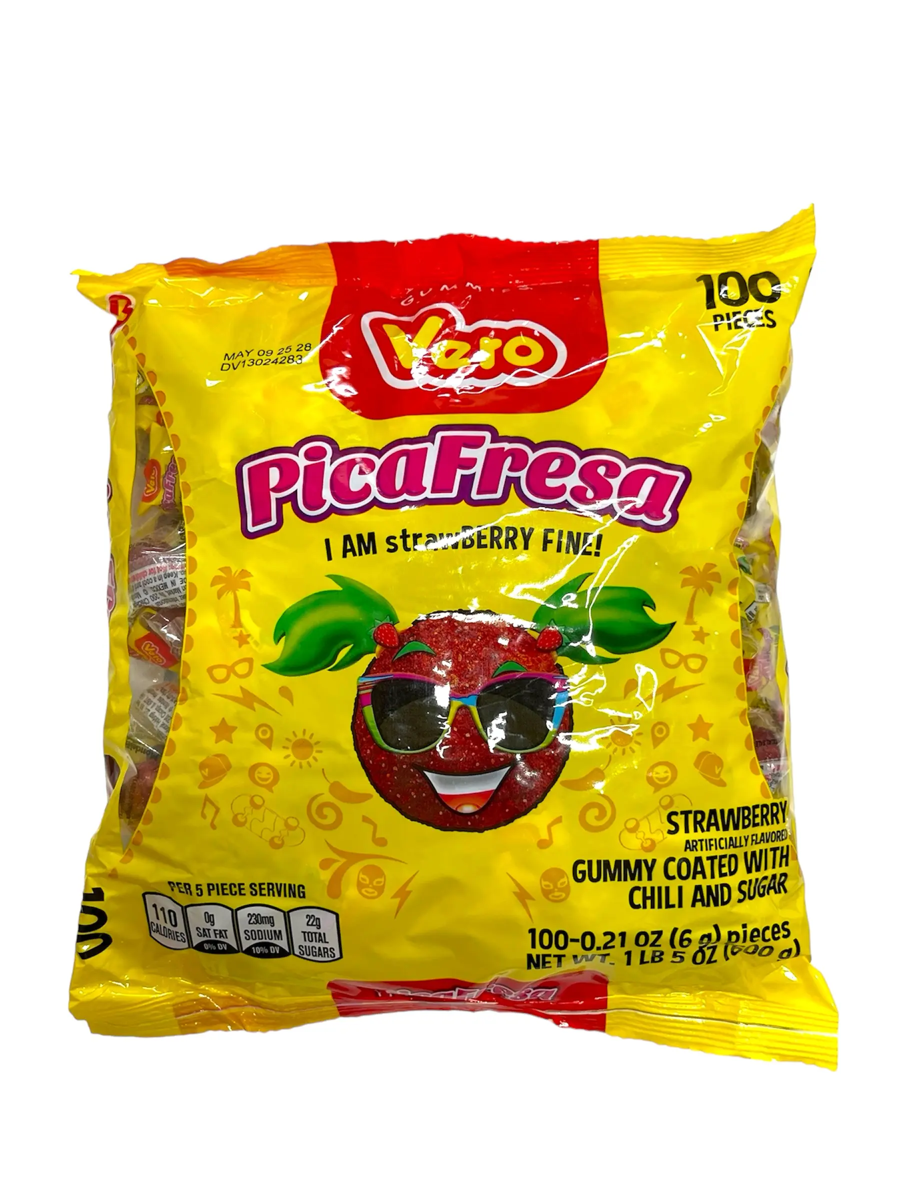 Vero PicaFresa Strawberry Flavored Goma Coated with Chili and Sugar (100 piece)