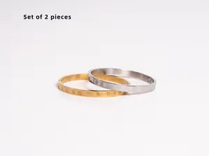 （For sell only）Stainless Steel Bracelets Set of 2 Pieces Perimeter 7.5 Diameter 2.56 2.17 Wide 0.2 Elegant Durable Versatile Design for Everyday Wear or Special Occasions