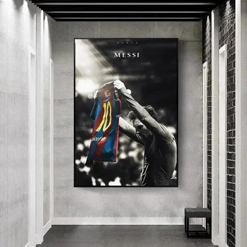 Classic Vintage Wall Art Football Star Lionel Messi HD Canvas Printed Sports Poster Vintage Prints Decorative Artwork Home Living Room Club Decoration Collection Gift
