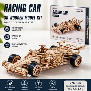 ROKR 1:18 Scale 3D Wooden Puzzle Formula Racing Car Model Kit, Wind-Up Toy with Realistic Gears, Engine Components, 4-Hour Build for Adults, Ideal Mens Gifts