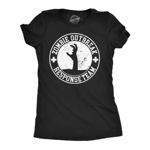 Womens Funny T Shirts Zombie Outbreak Response Team Sarcastic Graphic Tee for Ladies Funny Womens T Shirts Cute Vintage Fashion Casual Ladies T-Shirt Gift Sarcastic Tops for Women Funny Zombie Top Women's Black -