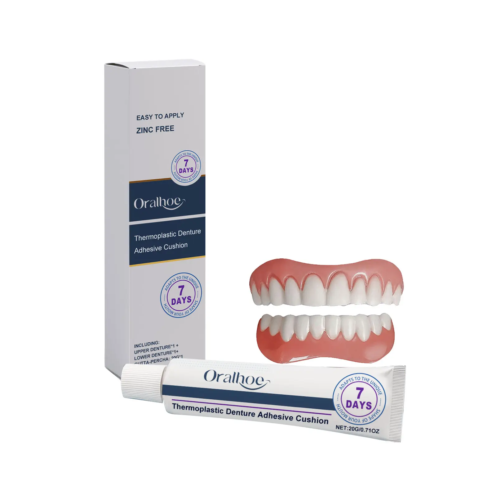 ORALHOE Denture Decoration Set Gentle and Comfortable Material Natural Smile Aesthetic Daily Denture Set