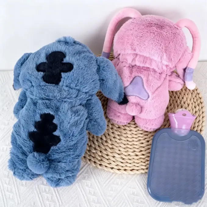 A doll that brings you warmth Cartoon plush water hand warm New Year gift thickened new cute Thermal Bottle Blue Pastel Cup-yy