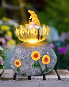 Garden Gnome  Decor, Outdoor Solar Garden Statue with Light, Funny Gnome Outdoor Garden Decor for Outside Solar Gnomes Decorations for Yard, Patio, Balcony, Garden summergarden