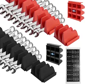 Magnetic Wrench Organizer 20PC,for Tool Drawer Heavy Duty Wrench Rack with Strong Magnetic Base,Metric & SAE Labels,Customizable Tool Box Storage Holder for Garage & Workshop,Fits SAE & Metric Wrenches,Perfect Gift for Dad,Husband or Mechanic