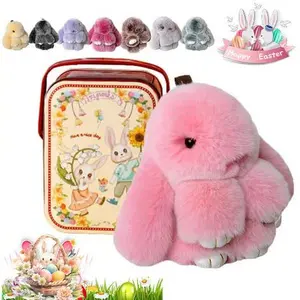 Handmade Soft Adorable Bunny Plush Rabbit Keychain, Cute Easter Spring Key Charm Ideal for Bags, Keys and Holiday Gifts