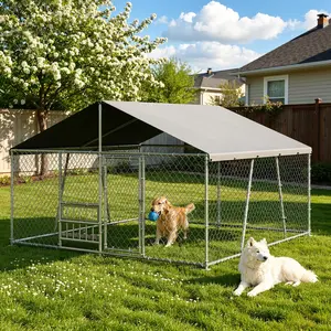 🏡 Outdoor Dog Kennel with Waterproof Cover – Heavy Duty Metal Dog Run Enclosure for Backyard, Patio & Camping | 3 Sizes for Small to Large Dogs
