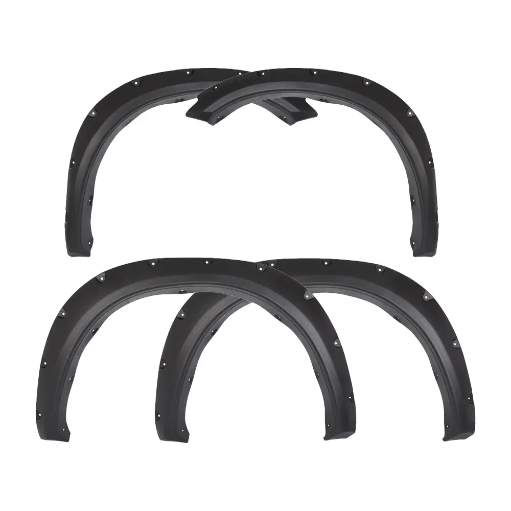 ALLGOOD 4PCS Textured Matte Black Pocket Rivet Bolt-On Fender Flares - All-Weather UV-Protected Protector, Wheel Arch Cover Guards, Car Accessories, Fits Dodge Ram 1500 2009-2023 Fleetside (Standard Smooth Bed) Models Only, Truck Exterior Accessories, Aut