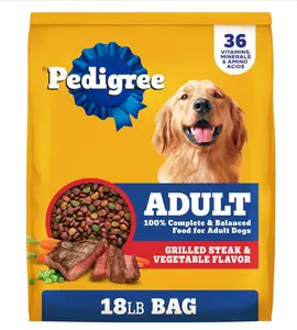Pedigree Adult Dry Dog Food, Complete Nutrition, Grilled Steak & Vegetable Flavor, 18 lb. Bag