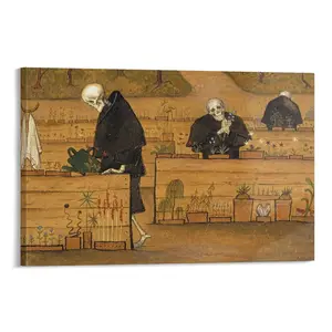 Vintage Illustration Poster - Retro Symbolism Print - Gift for Artist, Friend - The Garden of Death, Skeletons, Skull, Gothic - Wall Decor for Home, Office 24x  36  poster posters  room  decor art home decor picture wooden frame wall art