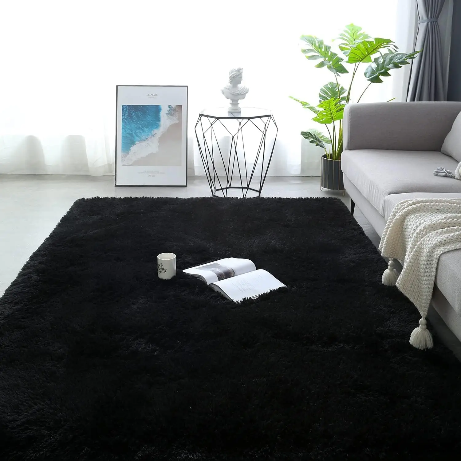 Solid Color Soft Fluffy Rug, Non-slip Area Rug, Decorative Carpet for Home Living Room Bedroom, Indoor Floor Mat for Home Decor, Modern Shaggy Rug
