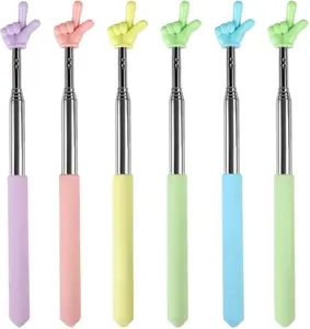 6PCS Pointer Finger Stick, Extendable Colorful Finger Pointer Stick, Mini Retractable Teacher Pointer for Presentation, Whiteboard, Blackboard, Classroom Supplies(5 Color)