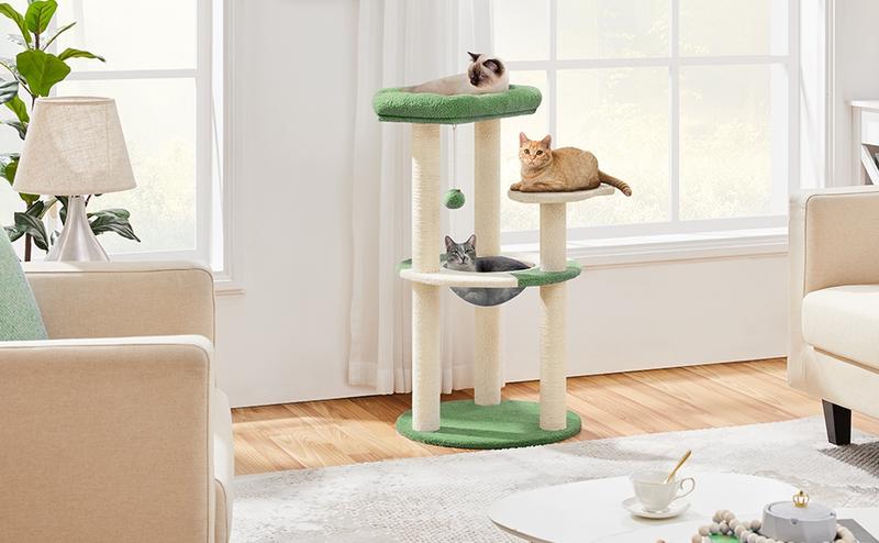 Yaheetech 35.5″ Cat Tree Cat Tower with Space Capsule, Top Perch, Scratching Posts Cat Furniture with Natural Sisal