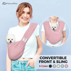AnccoPlus Convertible Dog Carrier Sling for Small Dogs and Cats, Reduces Back Stress, Premium Cotton, Stylish Design, Hands-Free, Easy to Wear