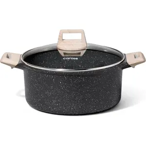 CAROTE Nonstick Stock Pot with Lid Soup Pot, 6 Quart Casserole with Lid, Easy to Clean Non Stick Cooking Pot,Pasta Pot