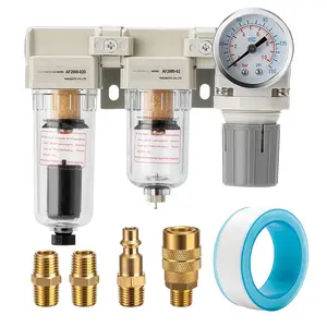 Air  Regulator 1/4 NPT,Air Compressor Water Separator(0-150PSI),Air Compressor Dryer Auto Drain+Manual Drain-Double Air Filters