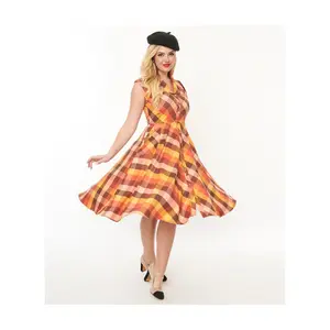 Unique Vintage 1950s Madras Plaid Shirt Dress