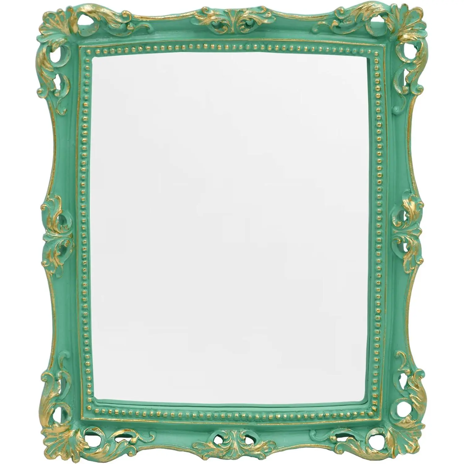 11 x 9.5 inch Decorative Mirror, Wall Mounted & Tabletop Makeup Mirror ,Square (Light Green)