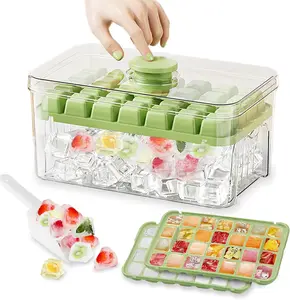 Ice Cube Tray with Lid and Bin,  Ice Cube Trays for Freezer, 56 Pcs Ice Cube Mold, Press Button Easy Release Ice Tray, Small Ice Cubes Maker for Drinks