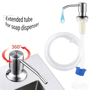 Dish Soap Dispenser for Kitchen Sink and Tube Kit, 40" Tube Connects Pump Directly to Soap Bottle Brushed Nickel