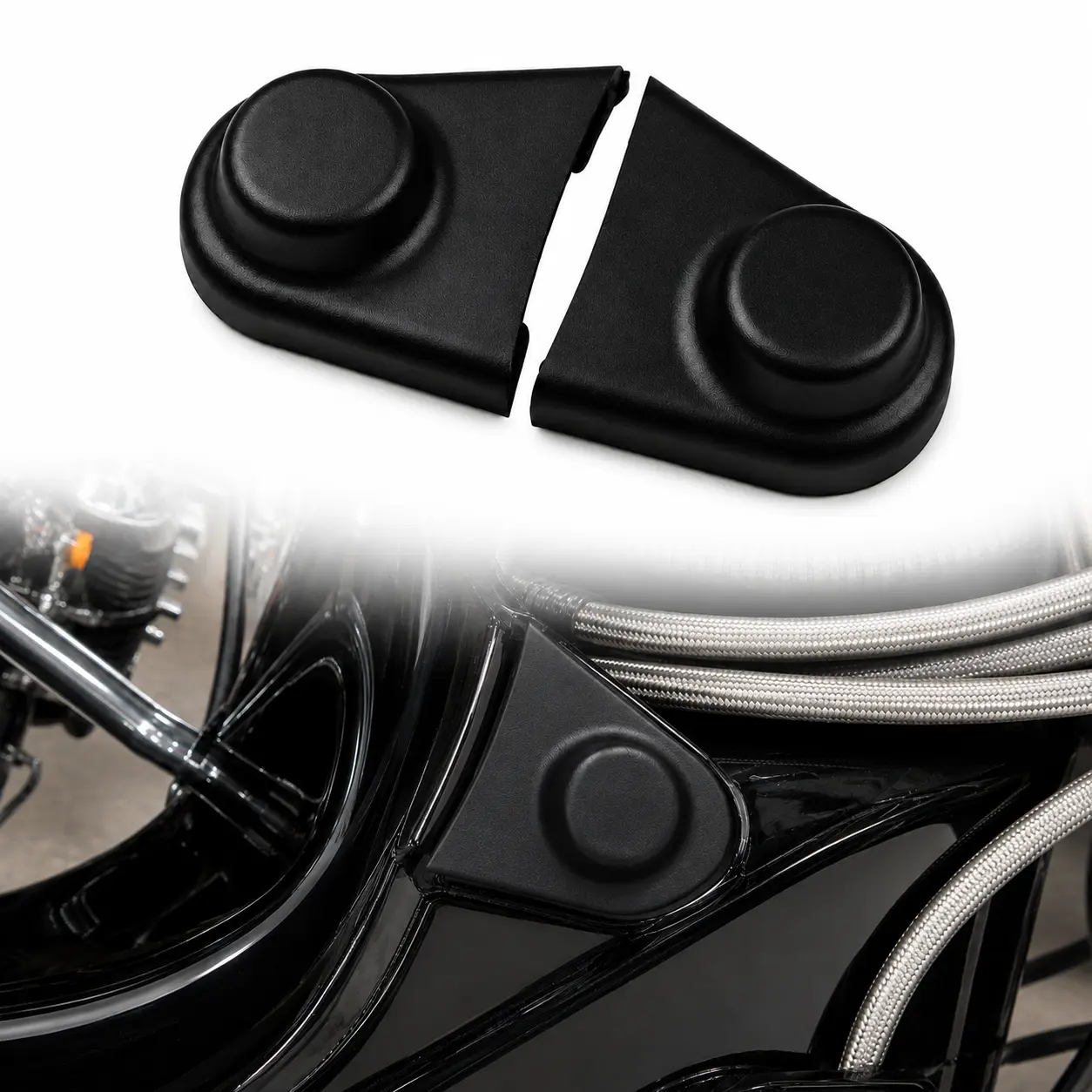 2-Piece Black Rubber Gas Tank Screw Bolt Cover Set for Harley-Davidson Touring 1986-2025, Motorcycle Fuel Tank Mounting Bolt Caps, Exterior Dust and Water-Resistant Protective Covers for Electra Glide Road King Street Glide Road Glide Ultra Limited
