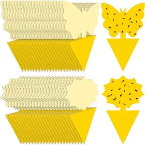 48PCS/96PCS double-sided fruit fly traps, yellow sticky traps, suitable for indoor and outdoor use, for capturing flying plant pests such as mosquitoes.