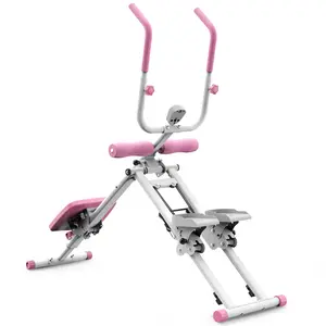 Multifunctional 2-in-1 Stepper and Abdominal Exercise Machine Pink Adjustable Squat & Rowing