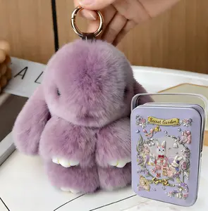 Soft Plush Bunny Keychain – Cute Bag Charm in Tin Box, Sweet Gift for Friends & Classmates, Keepsake for Graduation Season tiktokshopspringglowup