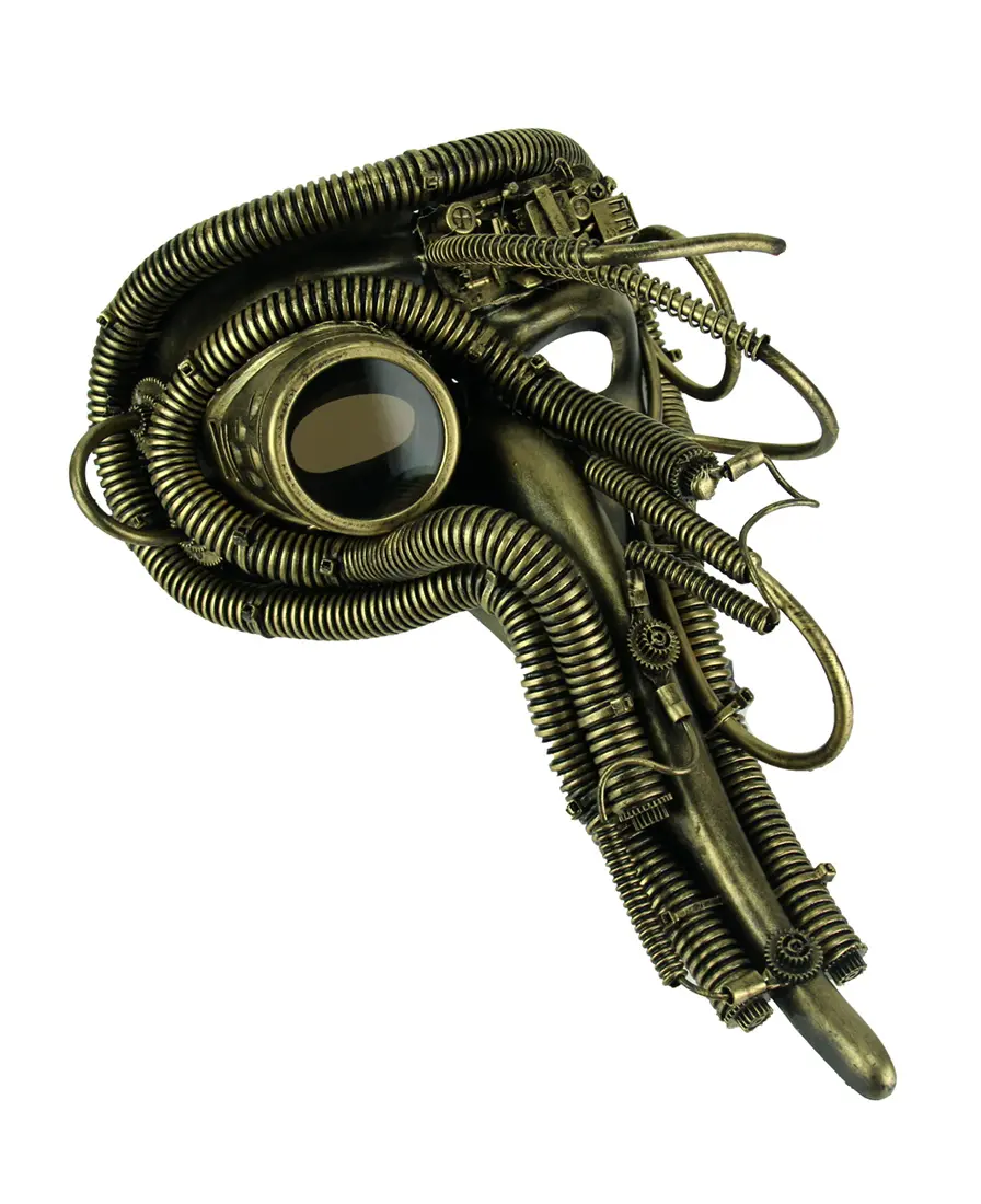 Metallic Gold Long Nose Steampunk Adult Costume Mask