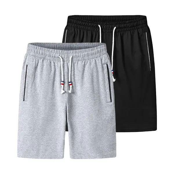 Men's 2-Pack Summer Casual Shorts - Fitted Cut, Drawstring Waistband, Side Pockets, Comfortable, Breathable, Lightweight, Fade-Resistant, Skin-Friendly, Ideal for Everyday Casual Wear, Hot Weather (3-Pack Option Available), Three-Pack