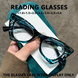 GIGULA Women's elegant cat eye reading glasses, equipped with anti-blue light technology and butterfly frame -  1.0 to  4. magnification, spring hinge, vintage style multifunctional glasses, suitable for computers, TVs, books -