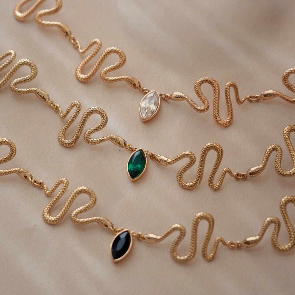 Ettika Serpentina Choker Necklace 18K Gold Plated CZ Statement Choker for Women Adjustable Length with Extender Chain Lightweight & Stylish