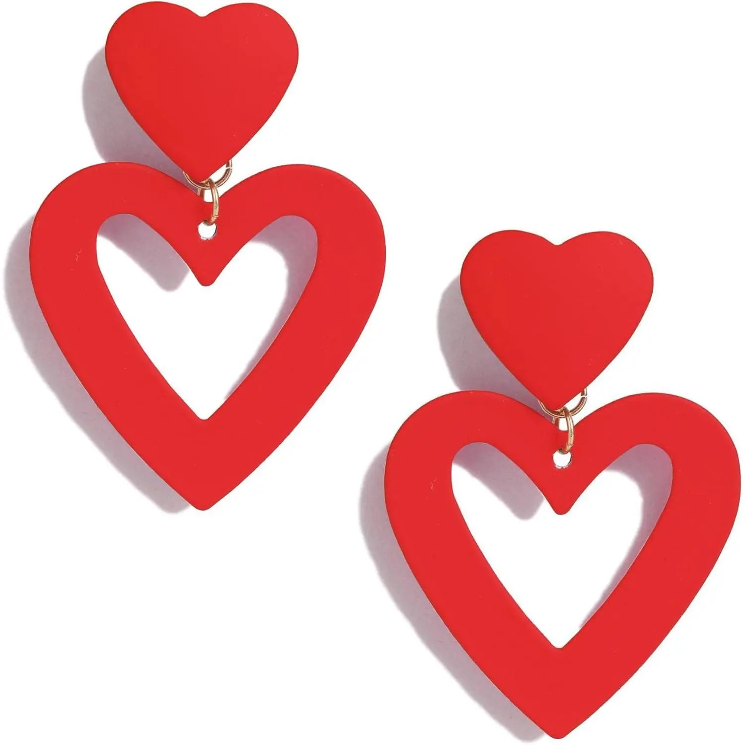 Double Heart Earrings Dangling Heart Drop Earrings For Women Love Heart Dangle Earrings Birthday