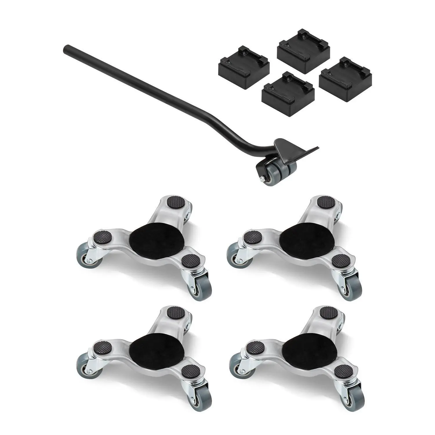 VEVOR Heavy-Duty Carbon Steel Furniture Dolly, 440 lbs Load Capacity, 6.3 in PP Moving Wheels, Multi-Surface Adaptable Casters, Appliance & Sofa Moving Tool Set#SohoChic