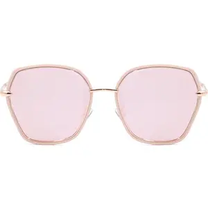Maya Polarized Rose Gold Sunglasses with Round Design and Light Pink Color
