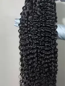 Burmese Curly 11A Virgin Human Hair Bundles 16-36" Natural #1b Color 3.2-3.5 oz Single Drawn Machine Double Stitch Extensions