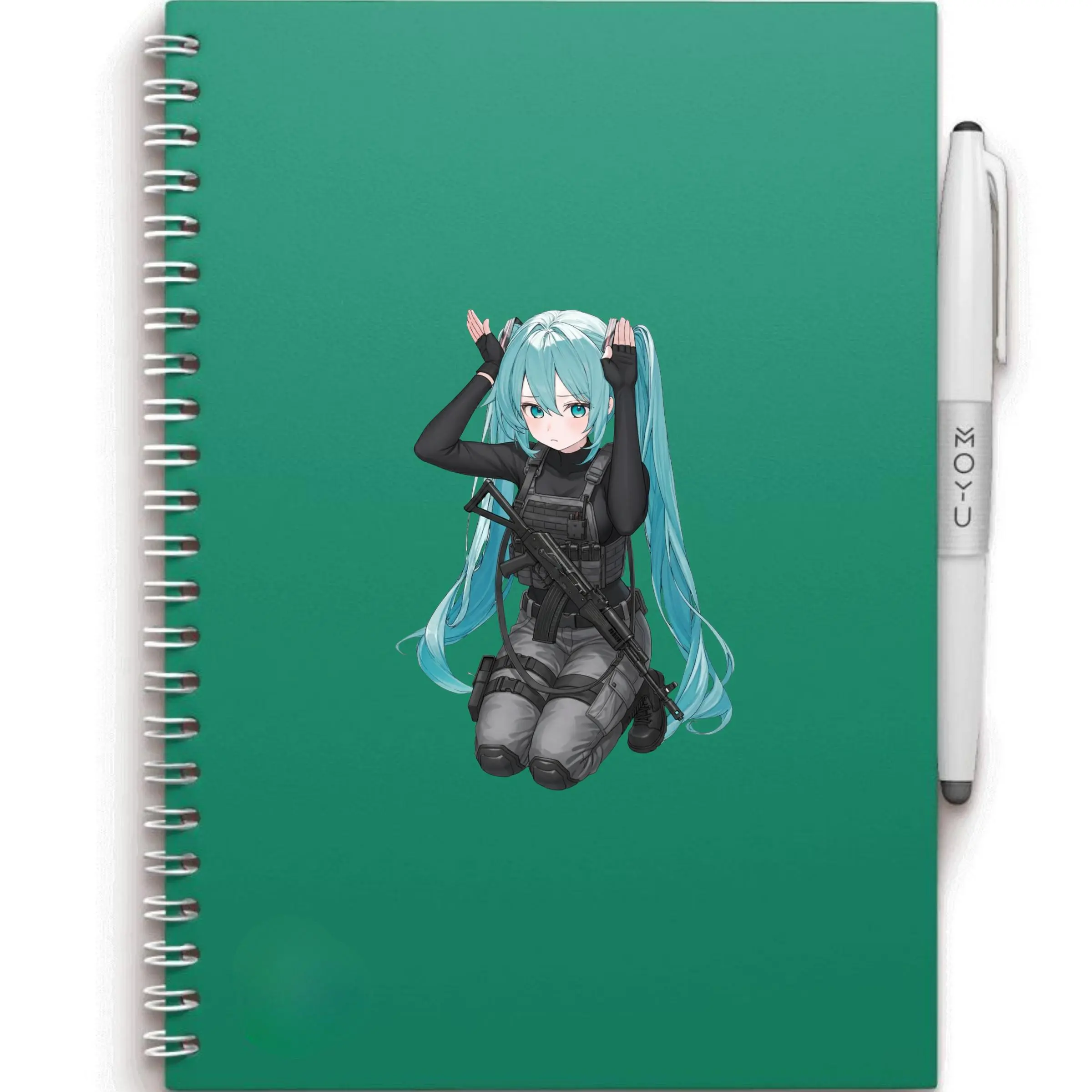 Frieren Tactical Operator Anime Girl Sticker,  Blue Twin Tails, Kneeling Pose, Special Ops Vinyl for Helmet, Gun Case, Laptop Diy Decal Film Handmade Crafts