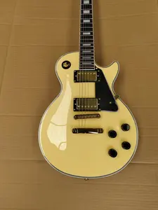 New LP Custom Electric Guitar Mahogany Body Maple Neck Tone-O-Matic Bridge In Cream