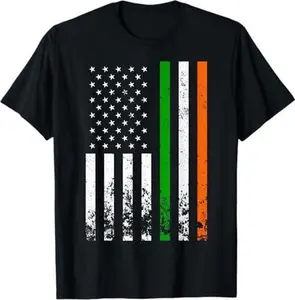 100% Cotton Graphic T-shirt - Irish American Flag Ireland Flag ST Patrick's Day Gift Lucky T-Shirt Small - For Men & Women Fit Relaxed T-shirt