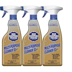 Bar Keepers Friend 25.4 oz. All-Purpose Cleaner More Spray and Foam (3-Pack), No-Scrub Formula for Tough Stains on Acid-Resistant Surfaces, Spray or Foam for Ceramic Glass Grout, Better for Stainless Steel Than Bleach Cleaners