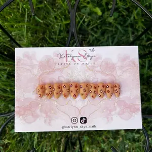 Fall Brown Flower Gel Art Press on Nails