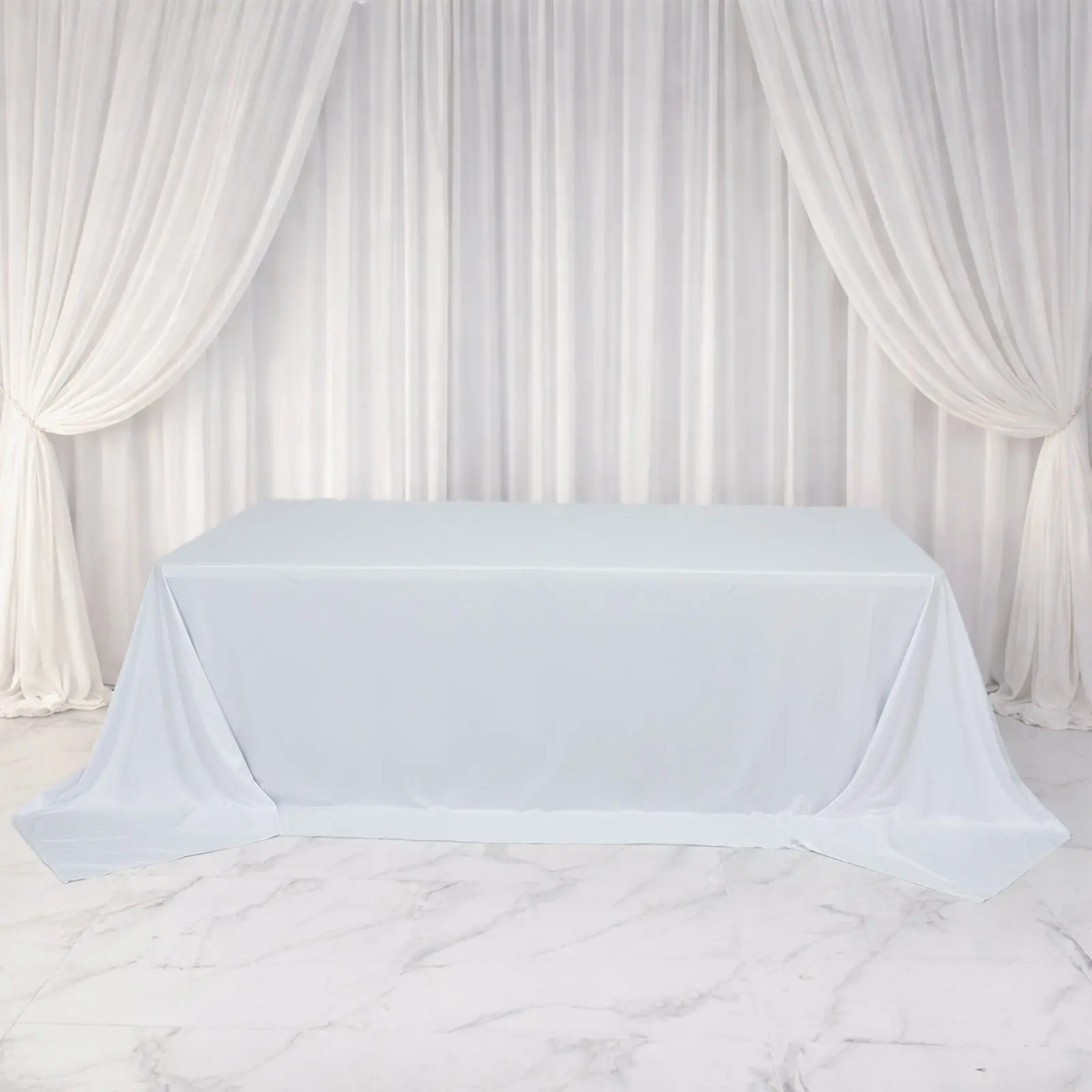 Scuba Rectangular King Tablecloth - White, 108"x156" Extra-Wide, Wrinkle-Free, Stain-Resistant, Machine Washable Banquet Linen for 8ft Tables, Party Decoration Supplies for Restaurants