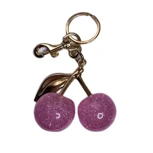 Cherry Bag Charms Purse Key Chains Women Cute Adorable Add-ons for Your Essentials Perfect Anniversary Wedding Gift Premium Leather Durable Metal Hardware