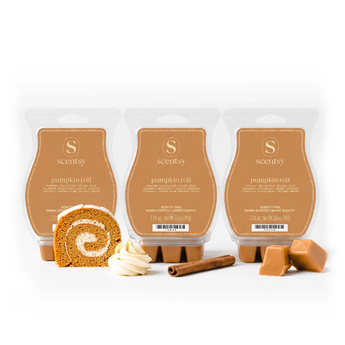 Scentsy Wax Melts, Pumpkin Roll 3 Bar Set, Paraffin Wax Cubes, 7.8 oz Usa Scentsy Bars