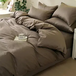 Size Comforter Set Brown,  Season Soft Down Alternative Duvet Insert, Microfiber Filling Bed Sets, Modern Farmhouse Bedding Sets in a Bag for Women Men 90 x 90 inch 3 count Dark Coffee