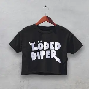 Loded Diper Crop Top – Fake Band Tee – Funny Alt Girl Aesthetic Shirt