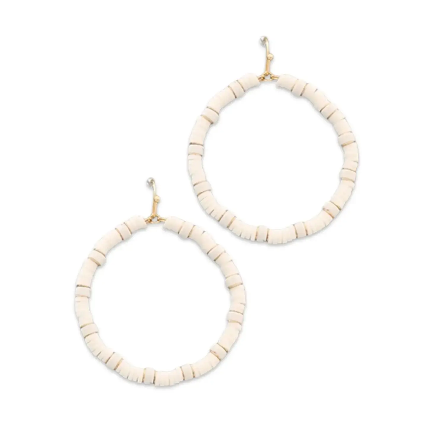 White Rubber Beaded Hoop Earring | Rubber Disc Hoop - Pierce and Hide