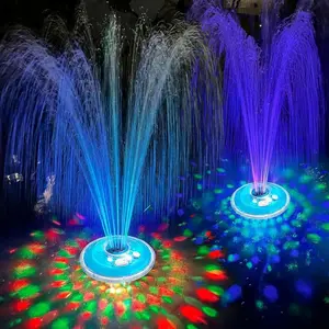 Floating Water Fountain with Underwater Lights,  Pump Outdoor, 2 Modes Sprinkler Waterfall Fountain for Inground Above Ground Pool, Pond-Light Blue-1PC