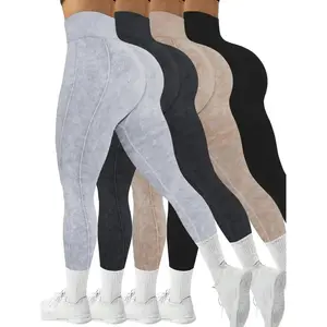 Women's Solid Color High Waist Stretchy Sports Leggings, Breathable Comfortable Skinny Pants for Yoga Gym Workout, Ladies Sportswear for All Seasons